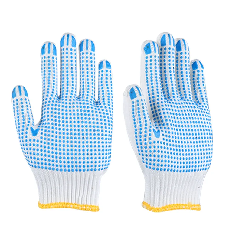 Baumwoll-und Polyester-Mischgarn und 10 Gauge Strick-Sicherheits handschuh mit PVC-Punkten