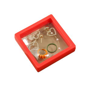 กรอบลอยกล่องเครื่องประดับขนาดเล็กสี่เหลี่ยมสี่เหลี่ยมเรียบง่ายแบบพิมพ์ลายสีทึบ PE สามารถวางซ้อนกันได้ที่เก็บสร้อยข้อมือต่างหู - Product Image 1