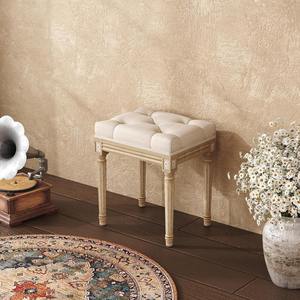 Tabouret en tissu avec capitonnage boutonné et pieds en bois, ajoute du caractère à votre salon <span class=keywords><strong>ou</strong></span> votre chambre - Product Image 6