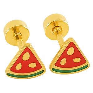Zogxin Watermelon <b>Stud</b> Earrings Gold <b>Titanium</b> Steel Fruit Shape For Women - Product Image 5