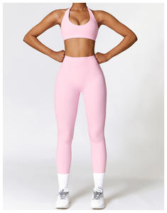 Compression Activewear Slim Nylon Sport Costume Femmes Yoga Legging Pantalon Ensemble À Séchage Rapide <span class=keywords><strong>Sexy</strong></span> Yoga Leggings et Soutien-Gorge Ensemble - Product Image 2