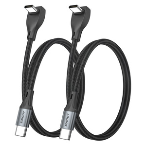 SUNGUY Nylon Braided 90 Degree <b>USB</b> <b>C</b> 60W Fast Charging Data <b>Cable</b> <b>USB</b> <b>Cable</b> Charger for Mobile Phone Latop - Product Image 1