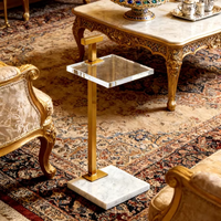 Table d'appoint/table basse moderne minimaliste en acrylique avec support en métal, forme carrée, facile à nettoyer, pour chambre à coucher, salon, hôtel, durable
