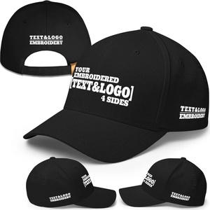 Casquette de baseball personnalisée en coton à 6 panneaux, unie, réglable, pour sports de plein air, noire, avec logo brodé, vente en gros - Product Image 1