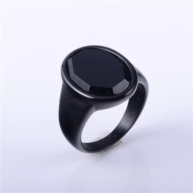 Anéis de aço inoxidável, anéis personalizados para homens, punk, pedra de ônix