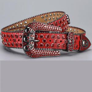 Nouvelle ceinture en cuir PU de créateur 2026, vente en gros, boucle brillante cloutée de diamants et de strass, style Bb <span class=keywords><strong>Simon</strong></span> - Product Image 3