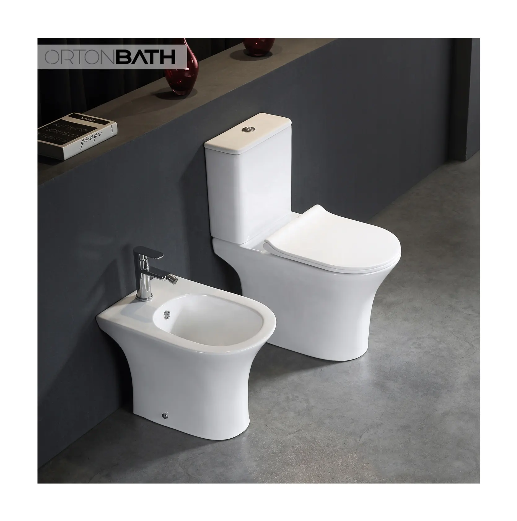ORTONBATH Toilet bathroom toilet Sanitary Ware Africa Twyford Ghana Ceramic Floor Mounted Dual-flush Two Piece Wc Toilet Bowl