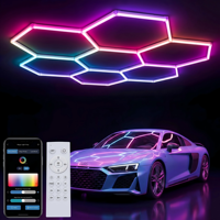 Luces LED RGB Hexagonales, Lámpara de Techo Tipo Panal para Detallado de Autos, Garaje, Taller, Gimnasio, Lavadero de Autos, Accesorios de Iluminación