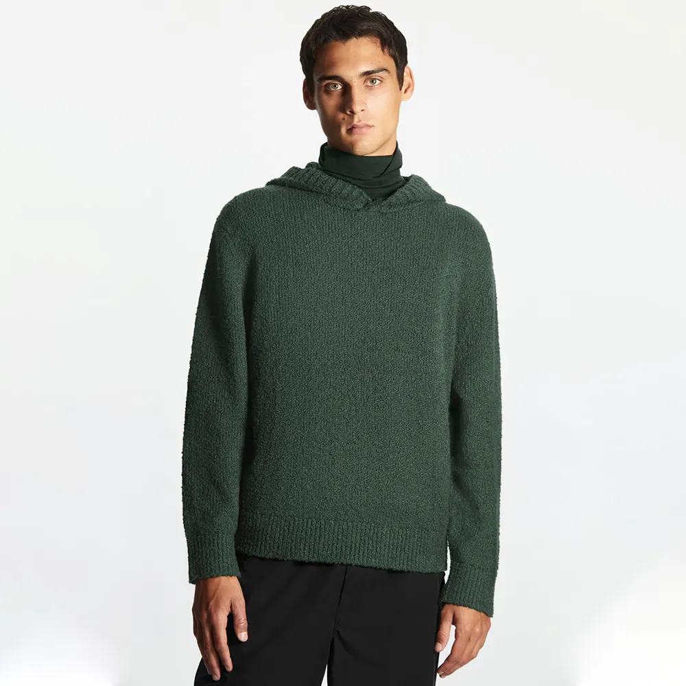 VSCOO High Quality Cotton Custom Knitwear Long Sleeve Green Men Custom Logo Hoody Sweaters For Men