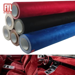 Suede Velvet Wrap Vinyl Car High Soft Microfiber 1.52*15M <b>Self</b>-<b>Adhesive</b> Car Interior Wrapping Suede Fabric <b>Film</b> - Product Image 1