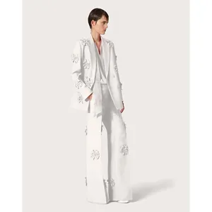 A7507 Hot Selling Dames Witte Broek Pakken Plus Size Fashion Blazer Vrouwen Tweedelige Pakken