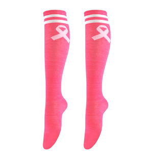 Calcetines hasta la <span class=keywords><strong>rodilla</strong></span> a rayas con cinta rosa para mujer al por mayor calcetines largos de fútbol para la temporada de primavera - Product Image 4