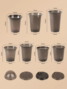 Tazas de té de la leche desechables PET negras gruesas de calibre 90 personalizadas taza de plástico a prueba de fugas de bebidas frías de café comercial con tapa - Product Image 2