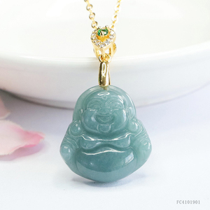 Buddha Myanmar Jade ciondoli gioielli giadeite ciondolo collana intagliata a mano Maitreya naturale Burma giada Choker - Product Image 1