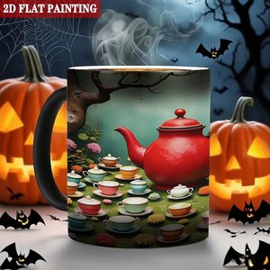 Mug en céramique noir givré de 11 oz sensible à la chaleur avec motif Jardin de Thé pour sublimation - Product Image 6