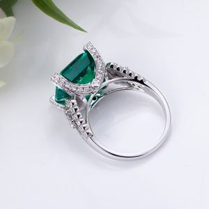 Anillo de Esmeralda Cultivada en Laboratorio con Corte Asscher de 6.5CT, Oro Blanco de 18K, MSR-1274, Joyería Personalizada - Product Image 6