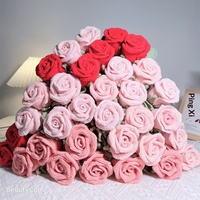 Bouquet de roses en verre à vin DIY, fleurs éternelles faites à la main, bouquet de fleurs tissées à la main, Saint-Valentin