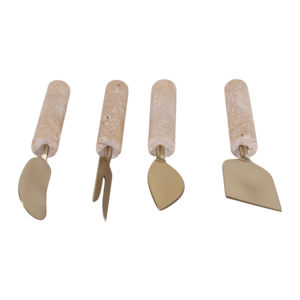 Set di Utensili per Servire il Formaggio con Manici in Pietra, Accessori da Cucina in Acciaio Inossidabile, Servizi Decorativi per Intrattenere - Product Image 5