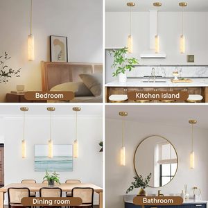 Lámpara Colgante LED Moderna y Sencilla de Lujo con Cristales <span class=keywords><strong>para</strong></span> Isla de Cocina, Altura Ajustable, Tubo Largo <span class=keywords><strong>para</strong></span> Dormitorio o Comedor - Product Image 6