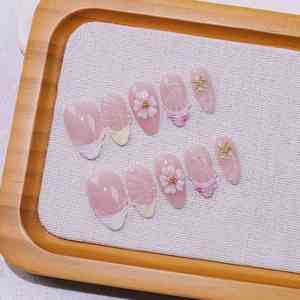 Faux ongles faits main, style européen et américain, motif floral transparent, très demandés en Asie du Sud-Est - Product Image 1