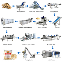 Industriële Aardappel Proces Frietjes Snijden Reiniging Peeling 500 Kg/u 1000 Kg/u Bevroren Frietjes Productie Machine Lijn