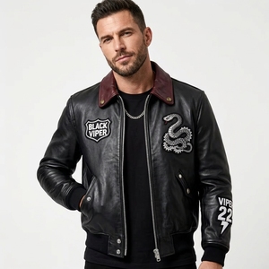 <span class=keywords><strong>Blouson</strong></span> de motard vintage personnalisé de haute qualité pour <span class=keywords><strong>homme</strong></span>, brodé, style bomber, streetwear, manteau de moto, <span class=keywords><strong>blouson</strong></span> de motard en <span class=keywords><strong>cuir</strong></span> imprimé - Product Image 3