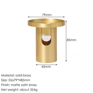 Brûleur d'huile essentielle <span class=keywords><strong>de</strong></span> bois <span class=keywords><strong>de</strong></span> santal haut <span class=keywords><strong>de</strong></span> gamme en laiton massif pour cire fondue et bougie chauffe-plat, aromathérapie et décoration intérieure - Product Image 4