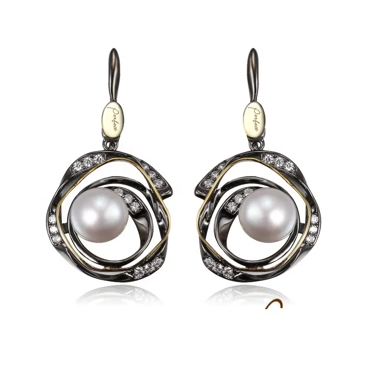 Neueste Design Thailand Süßwasser Perle Handgemachte 925 Sterling Silber Baumeln Ohrringe