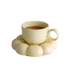 Custom promotion giveaways cups and saucers sunflower shaped low budget bulk china tea cups and sacuer