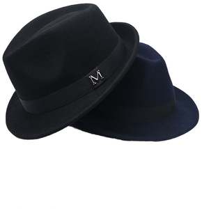 Wholesale AXGIFTS Custom Design Your Own <b>Black</b> Classics Warm Winter Designer Formal <b>Fedora</b> Felt <b>Hat</b> <b>Men</b> Polyester Curved Brim - Product Image 3