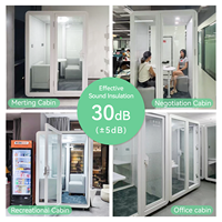 Cabine de bureau acoustique professionnelle moderne en alliage d'aluminium préfabriquée pour 2 personnes, insonorisée, pour réunions, espace de travail silencieux, salle téléphonique