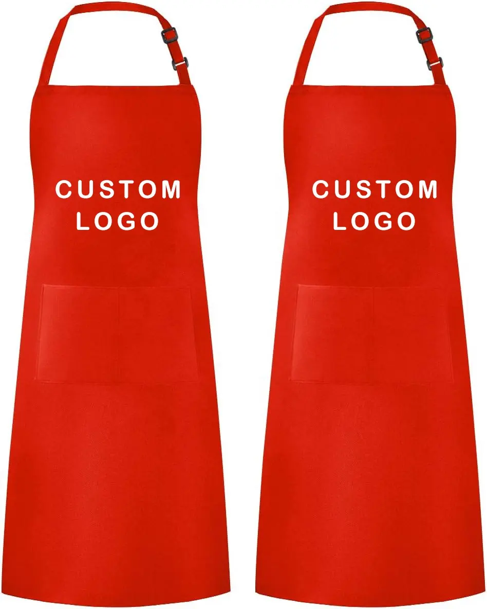 Özel logo avrupa ve amerikan tarzı pamuk mutfak önlüğü kuaför pişirme gıda iş bahçe önlüğü şef çalışır önlük