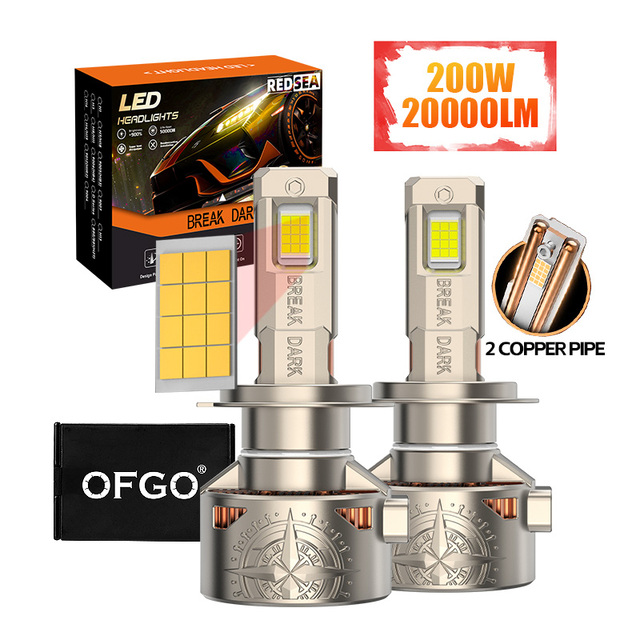 REDSEA Hot Sale R20B 200 w Led Headlight Car Auto Led Headlights 50000 Lumens H1 H4 H7 Led Headlight Bulb H11 for toyota Innova