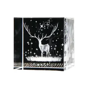 Hoge Kwaliteit 3d Laser Gegraveerd Glas Souvenir Ambachtelijke Glas 3d Laser Kristal Bruiloft Cadeau Voor Vriend