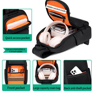 Sac de <span class=keywords><strong>sport</strong></span> multifonctionnel pour hommes de 12 pouces Sac à dos à bandoulière simple style de rue décontracté Marque à la mode Cyclisme Quotidien - Product Image 3