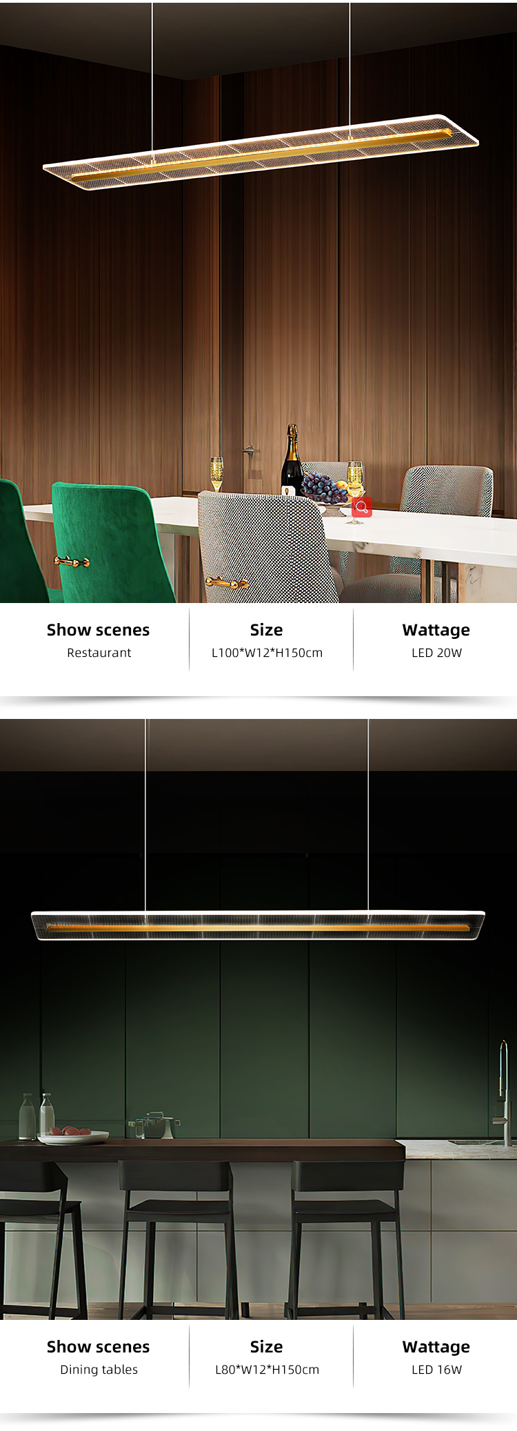 Europe Simple Style Minimalist Decoration Golden Acrylic Modern LED Chandelier Pendant Light Fixture