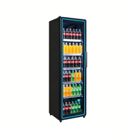 Réfrigérateur Commercial Vertical à Porte Simple pour Boissons, Vitrine Réfrigérée à Porte Vitrée avec Éclairage LED, Refroidissement par Ventilation, Contrôle Numérique, Sans Givre