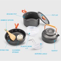 Ensemble de théière d'extérieur en acier inoxydable, couverts et batterie de cuisine de camping, écologique, capacité 1-2L, compatible gaz et induction