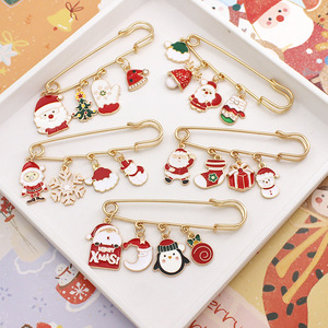 Broches de Natal em Estilo Cartoon, Pin de Papai Noel, Broche para Colar, Cinto, Acessório <span class=keywords><strong>DIY</strong></span> - Product Image 1