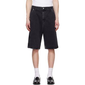 Pantalones Cortos Cargo Personalizados de Gran Tamaño y Tejido Pesado con Acabado Stonewashed para Hombre, Jorts Negros con Remaches, Pantalones de Carpintero Rectos de Lona para Trabajo - Product Image 2