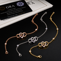 Bracelet de mariée élégant en or rose avec cœur infini en moissanite, certificat DVVS GRA, vente en gros d'usine, bracelets pour femmes