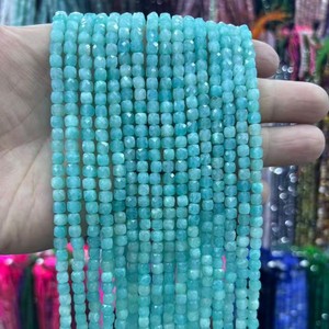 خرز عقيق ألاشان الصيني مكعب الشكل 4*4 مم، سلسلة 15 بوصة، خرز مربع ملون لصنع الأساور والقلائد، متوفر بالجملة - Product Image 3