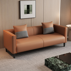 Sofá Doble de Cuero de Estilo Nórdico Minimalista Personalizado de Fábrica, Material Ecológico, Apto para Salas de Estar y Apartamentos - Product Image 2