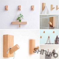 Crochet mural en bois personnalisé, crochet adhésif en bois sans perçage, crochet mural minimaliste nordique pour chapeaux et peignoirs pour entrée et salle de bain