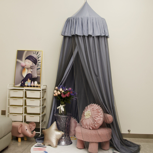 Progettato bianco grigio colore rosa <span class=keywords><strong>baldacchino</strong></span> piegato rotondo doppio strato <span class=keywords><strong>letto</strong></span> per culla bambino lettino - Product Image 3