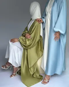 Hồi giáo thời trang quần áo phụ nữ abaya Dubai Arab Puff tay áo ren-up ramadan ăn mặc jilbab hijab áo choàng Thổ Nhĩ Kỳ caftan marocain abayas