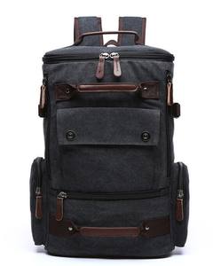 防水功能时尚帆布皮革学校背包新产品来样定做男士 - Product Image 2