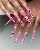 Faux ongles en acrylique faits à la main, design papillon carré 3D avec fleurs, pour femmes, salon de manucure