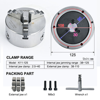 Mandrin de tour à 3 mors de haute précision K11-125 Pro SANOU, mandrin de tour en métal de 125 mm avec une précision de 0,03 mm