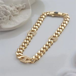 Xinfly Joyería de Cadena Cubana de Alta Calidad, Pulsera de Oro Real de 18k con Dije de Cuerda para Mujer - Product Image 2